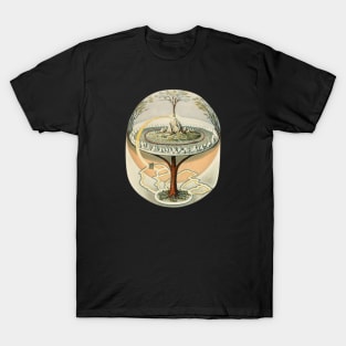 Surreal Collage of a World, Flat Earth, Tree of Life T-Shirt